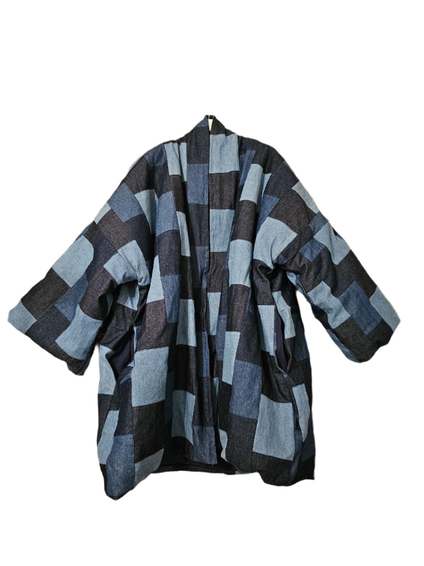 Patchwork Denim Kimono Coat