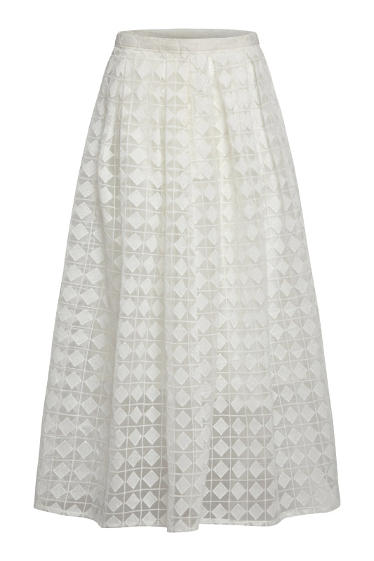 Organza Embroidered Pleated Skirt