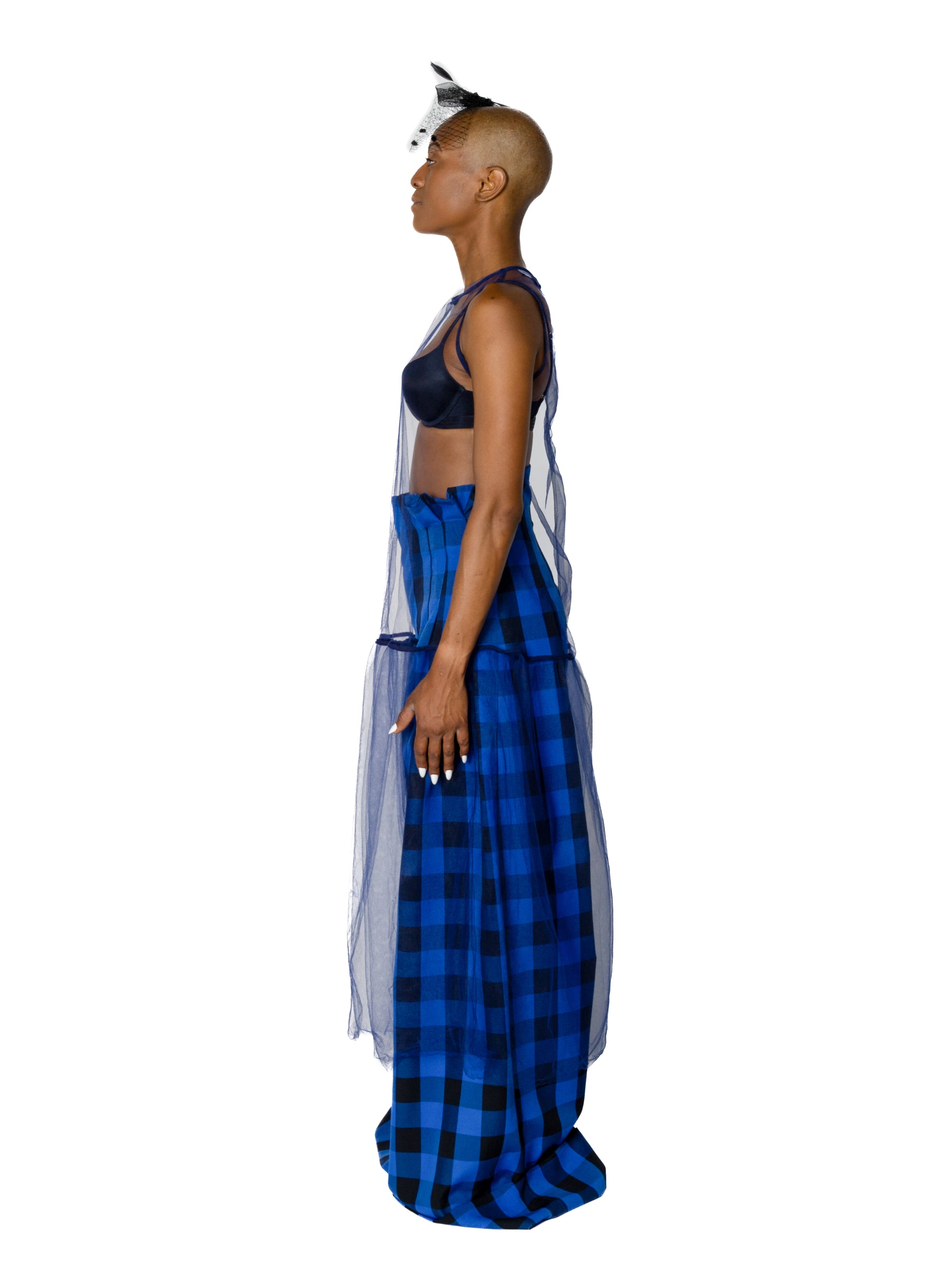 Palazzo High-Waist Plaid Pant