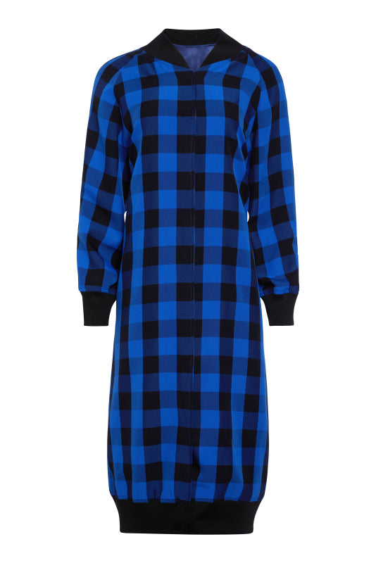 Long Length Kimono Style Plaid Baseball Jacket